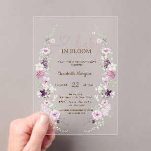 Flieder Wilde Blumen Schmetterlinge Rosa Streifen  Acryleinladungen