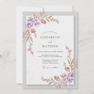 Flieder wilde Hochzeit in Mauve Einladung