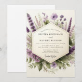 Flieder Wilde sanfte Blumenhochzeit Einladung (Vorne/Hinten)