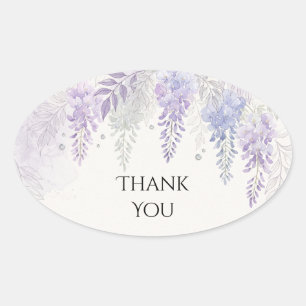 Flieder Wisteria Blumen Hochzeit Danke Ovaler Aufkleber