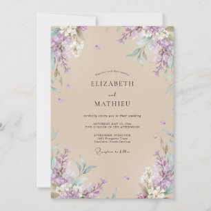 Flieder Wisteria Champagner Hochzeit Einladung