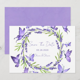 Flieder Wisteria & Schmetterlinge Save The Date