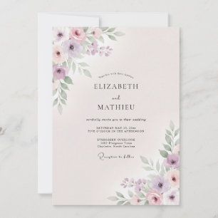 Flieder zarte florale Hochzeit Einladung