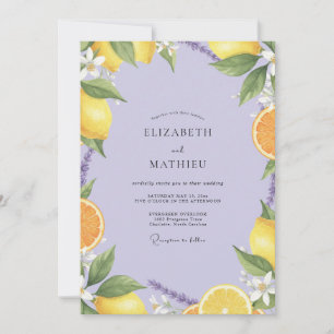 Flieder-Zitrone-Zitrus-Staub-Eukalyptus-Hochzeit Einladung