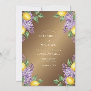 Flieder-Zitronenschalen Botanische Hochzeit Einladung