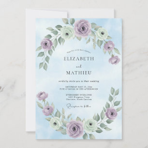 Fliederblaue Azure-Petale Hochzeit Einladung