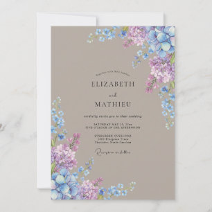 Fliederblaue florale Hochzeit Einladung