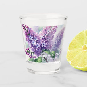 Fliederblumen Aquarell Florale Hochzeit Schnapsglas