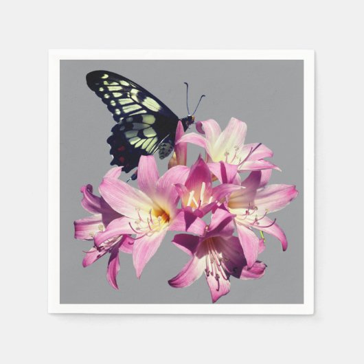 Fliederblumen und Schmetterling Papier Servietten (Vorderseite)