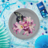 Fliederblumen und Schmetterling-Papierteller Pappteller (Party)