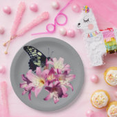 Fliederblumen und Schmetterling-Papierteller Pappteller (Party)
