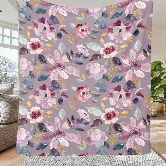 Fliederblumenmuster Fleecedecke
