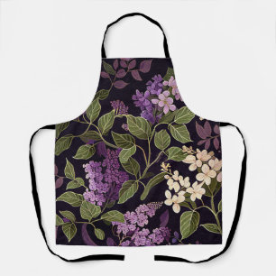 Fliederblüten-Lila-Schwarzes-Blumen-Botanisches-Mu Schürze