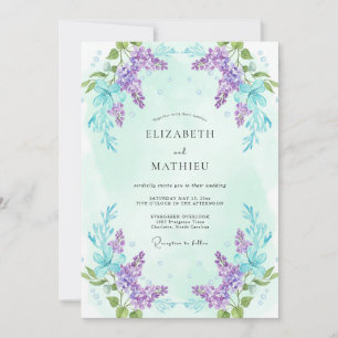 Fliederblüten-Romanze-Hochzeit Einladung