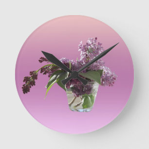 Fliederblüten Runde Wanduhr