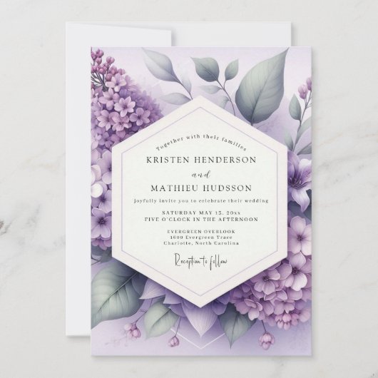 Fliederblüten-Wedding-Whimsy Einladung (Vorderseite)