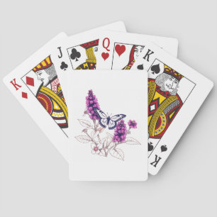 Fliederbusch mit Magenta-Schmetterling Spielkarten