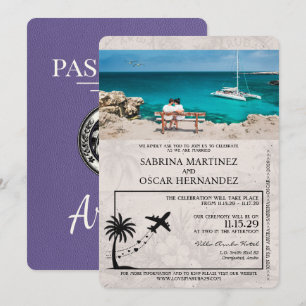 Fliederfarbene Aruba-Pass-Hochzeitseinladung Einladung