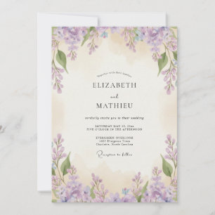 Fliederfarbene Buttercreme Wisteria-Hochzeit Einladung