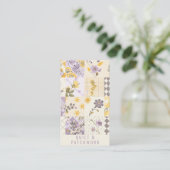 Fliederfarbene Gelbe Patchwork-Quilt-Handmade-Klei Visitenkarte (Stehend Vorderseite)