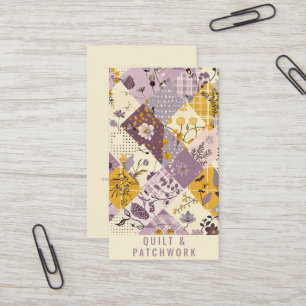 Fliederfarbene Gelbe Patchwork-Quilt-Handmade-Klei Visitenkarte