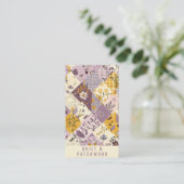 Fliederfarbene Gelbe Patchwork-Quilt-Handmade-Klei Visitenkarte (Stehend Vorderseite)