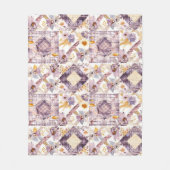 Fliederfarbene Gelbe Patchwork-Quiltdecke im Gingh Fleecedecke (Vorderseite)