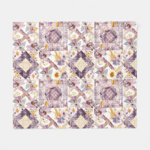 Fliederfarbene Gelbe Patchwork-Quiltdecke im Gingh Fleecedecke