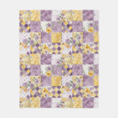 Fliederfarbene Gelbe Patchwork-Quiltdecke im Gingh Fleecedecke (Vorderseite)