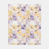 Fliederfarbene Gelbe Patchwork-Quiltdecke im Gingh Fleecedecke (Vorderseite)