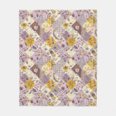 Fliederfarbene Gelbe Patchwork-Quiltdecke im Landh Fleecedecke (Vorderseite)