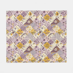 Fliederfarbene Gelbe Patchwork-Quiltdecke im Landh Fleecedecke