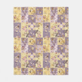 Fliederfarbene Gelbe Patchwork-Quiltdecke im Landh Fleecedecke (Vorderseite)