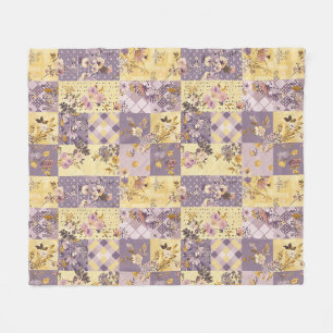 Fliederfarbene Gelbe Patchwork-Quiltdecke im Landh Fleecedecke