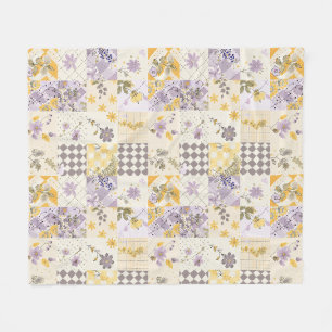 Fliederfarbene Gelbe Patchwork-Quiltdecke im Landh Fleecedecke