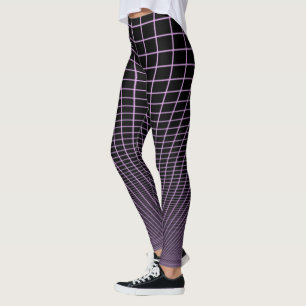 Fliederfarbene Glow Grid auf schwarzen Leggings