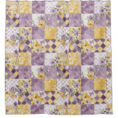 Fliederfarbene Patchwork-Quiltdecke im rustikalen Duschvorhang (Vorderseite)