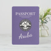 Fliederfarbenes Aruba Reisepass Save The Date (Stehend Vorderseite)