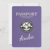Fliederfarbenes Aruba Reisepass Save The Date (Vorderseite)
