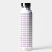 Fliederfarbenes Gingham-Schleifen-Monogramm Trinkflasche (Links)