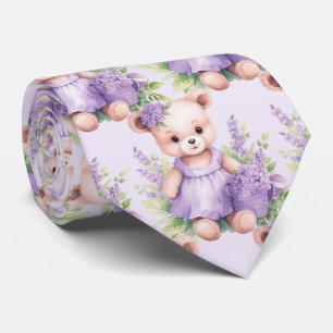 Fliederfarbenes Teddybär-Halstuch in Lila Krawatte