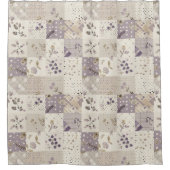Fliedergrün Patchwork-Quilt Rustikal Floral Retro Duschvorhang (Vorderseite)