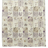 Fliedergrün Patchwork-Quilt Rustikal Floral Retro Duschvorhang (Vorderseite)