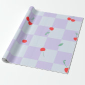 Fliederkaromuster mit Kirsche Geschenkpapier (Ungerollt)