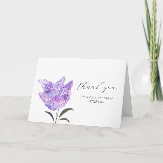 Fliederlila Blumengebinde Hochzeit Danke (Vorderseite)
