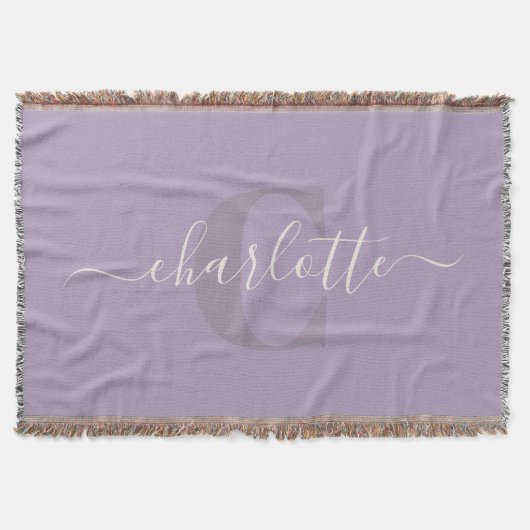 Fliederlila | Personalisiertes Skript Monogramm Na Decke (Vorderseite)