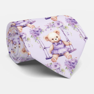 Fliederlila Teddybär Krawatte