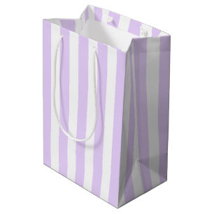 Fliederlila und weiße Bonbonstreifen Mittlere Geschenktüte