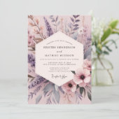Fliedernebel Flora Hochzeit Einladung (Stehend Vorderseite)