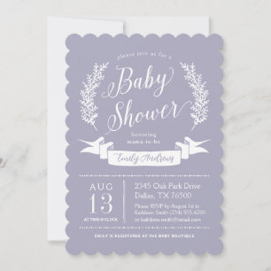 Fliederpurpur Whimsical Cottage-Garten-Baby-Party Einladung